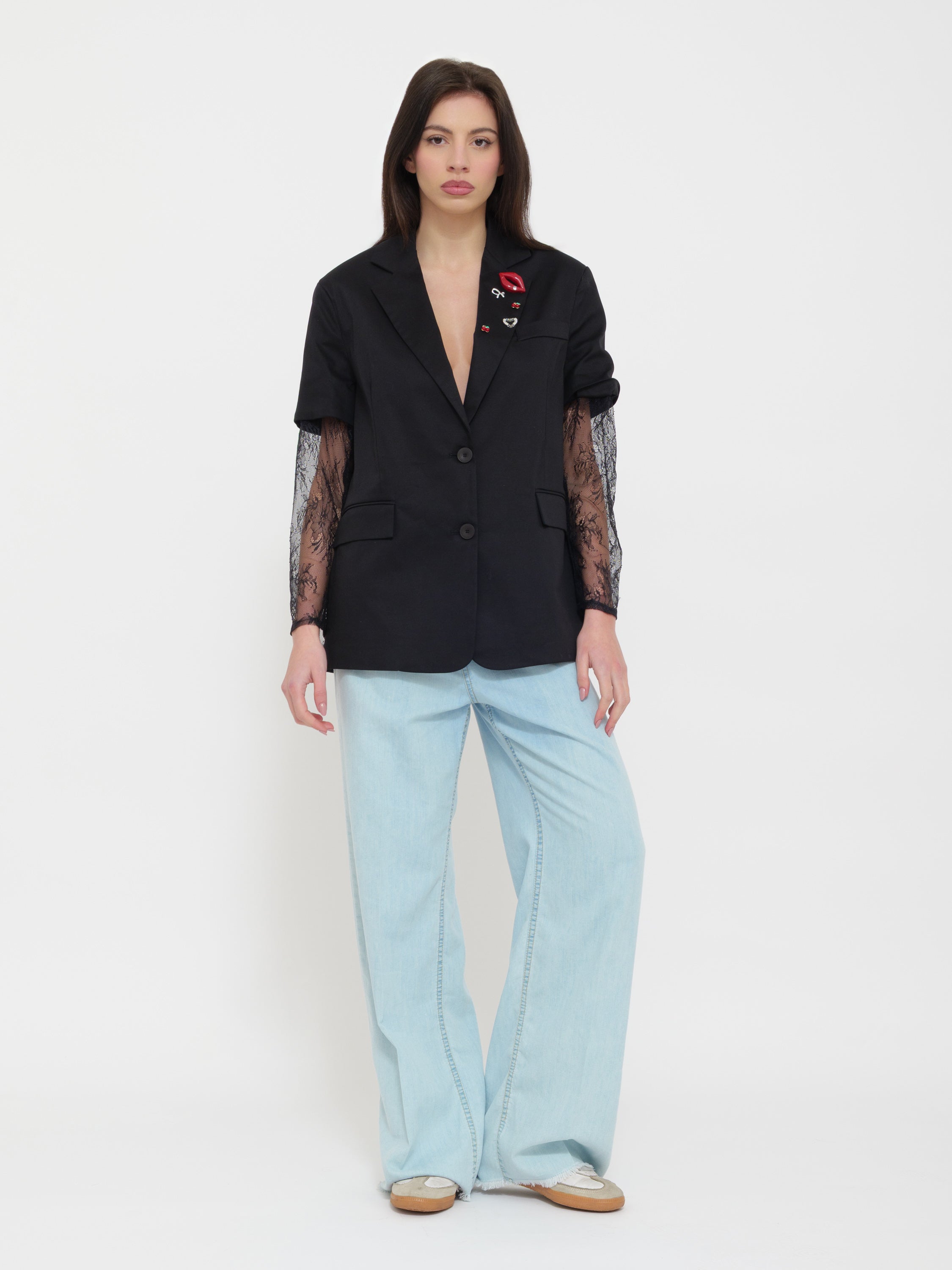 Blazer dettaglio manica pizzo Dixie