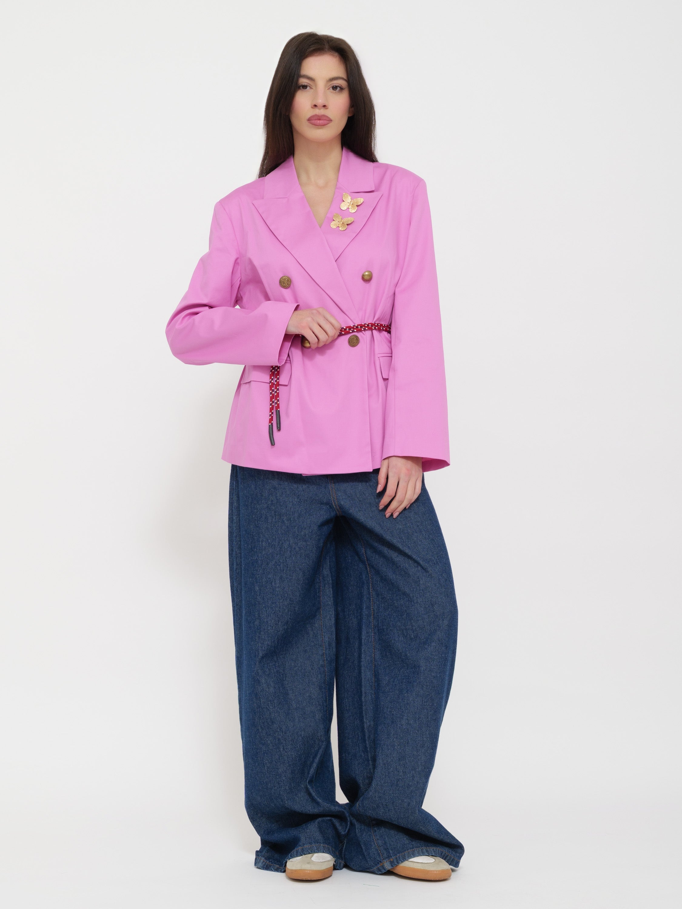 Blazer dettaglio spilla rosa Dixie