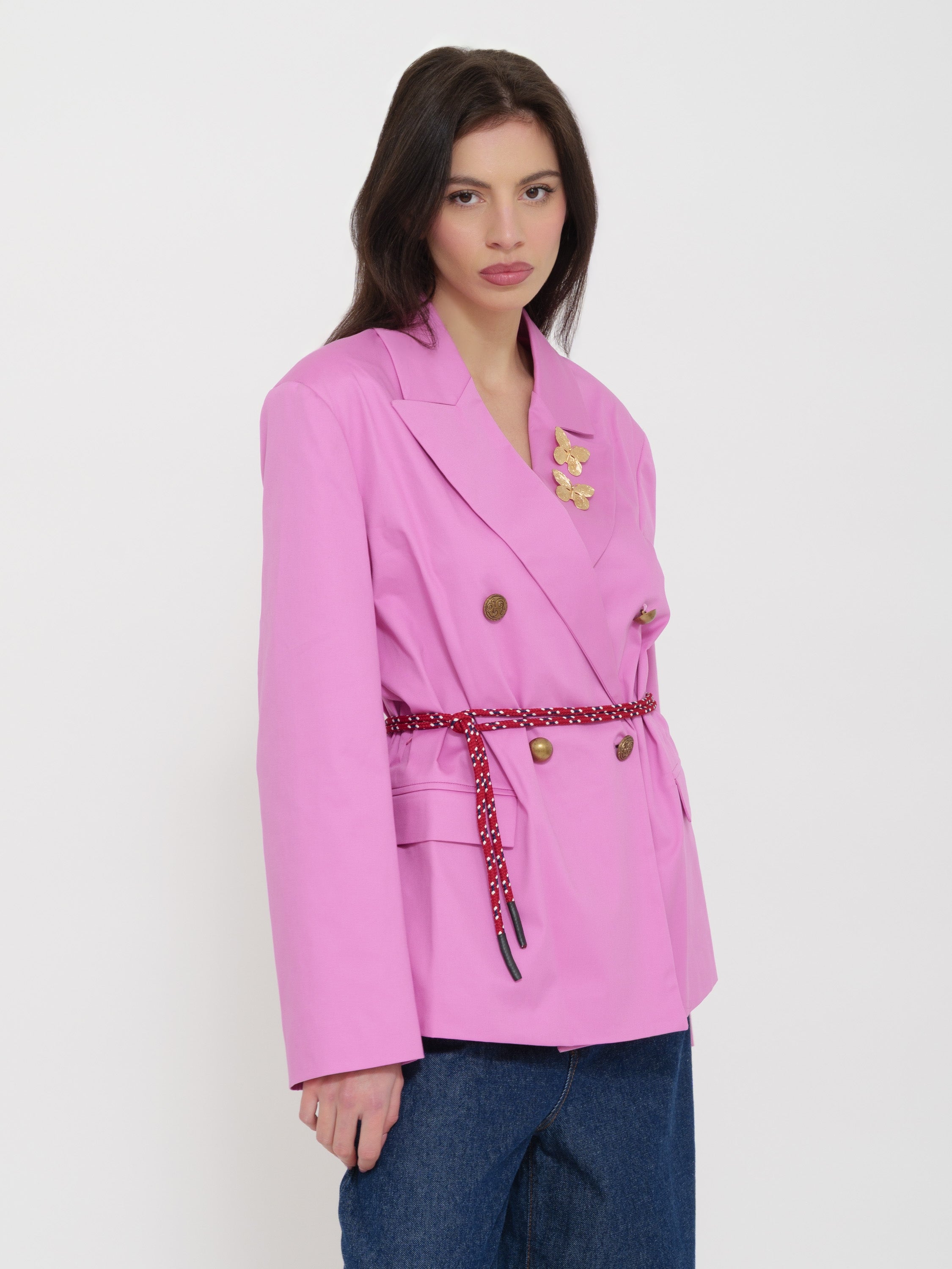 Blazer dettaglio spilla rosa Dixie