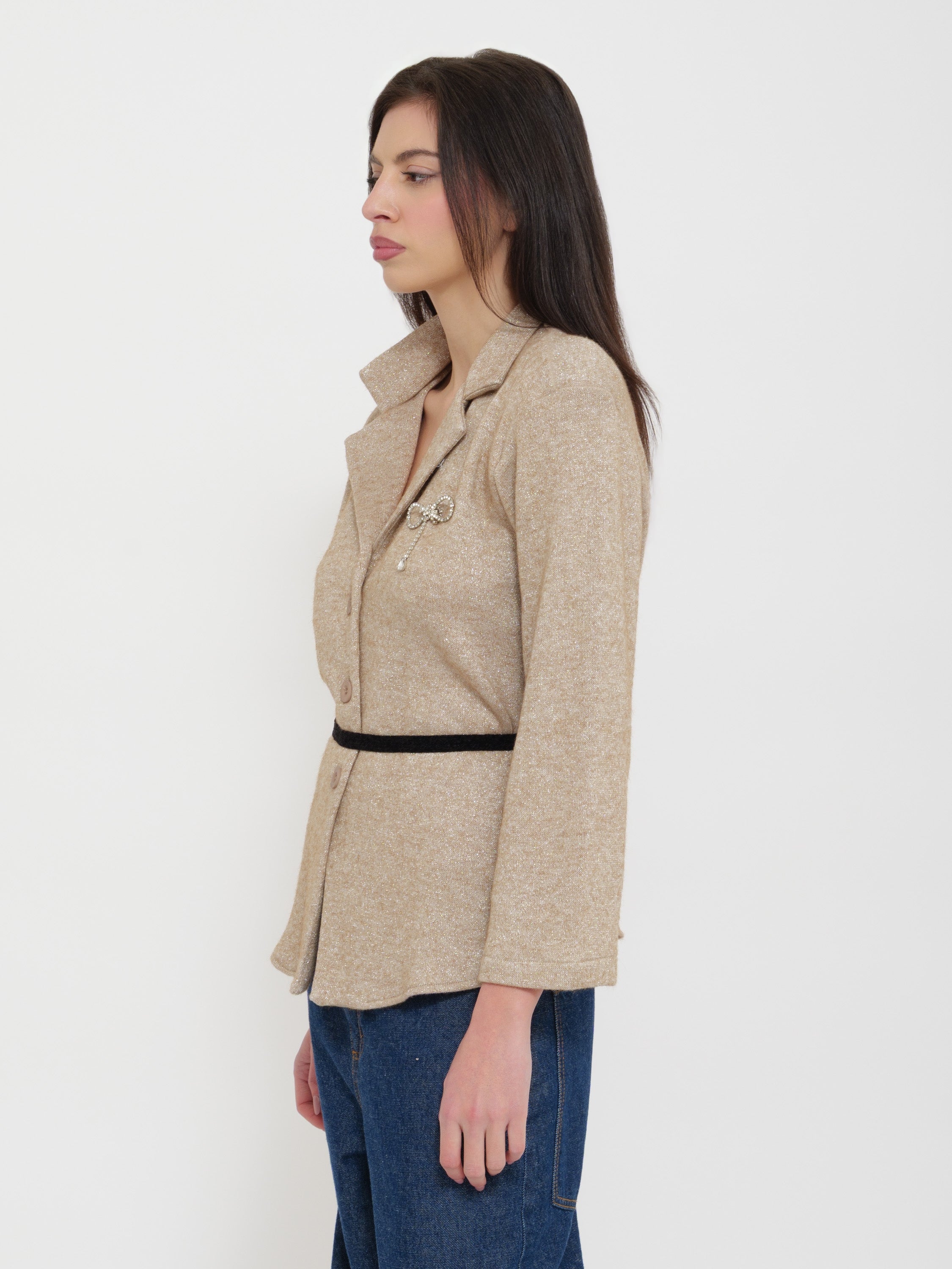 Blazer beige dettaglio spilla Dixie