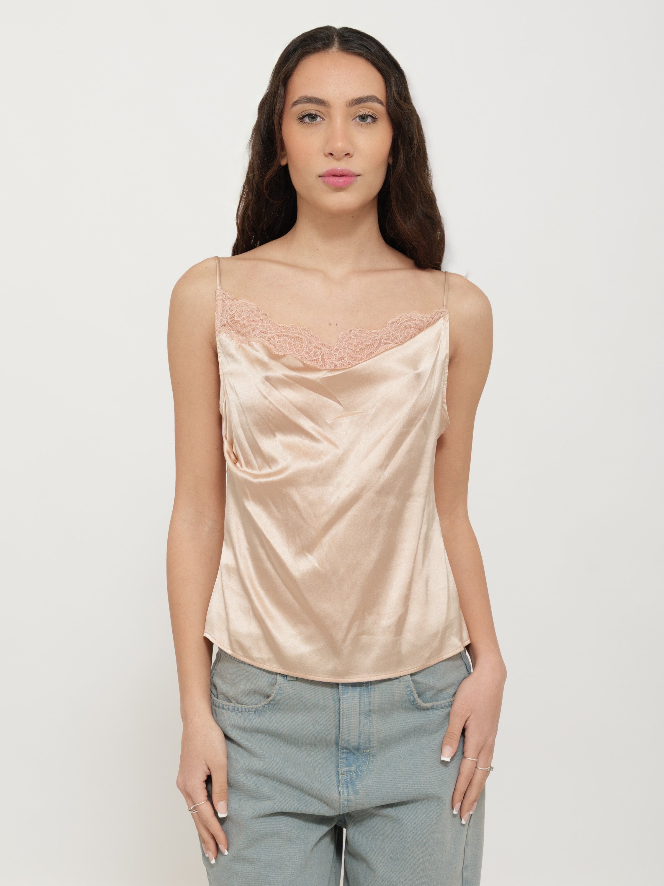 Top satin con pizzo pinko