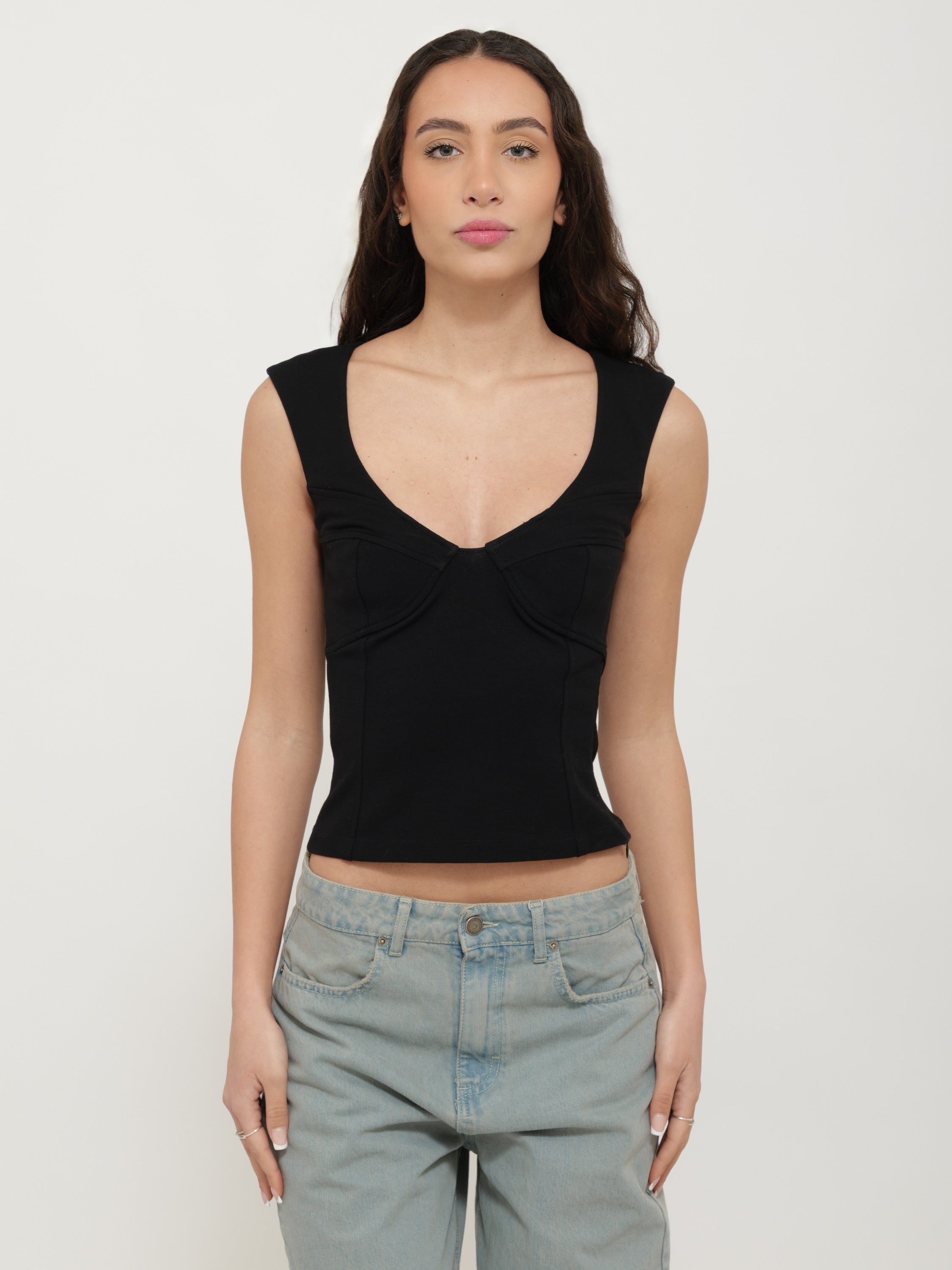 Maglia corsetto nera pinko