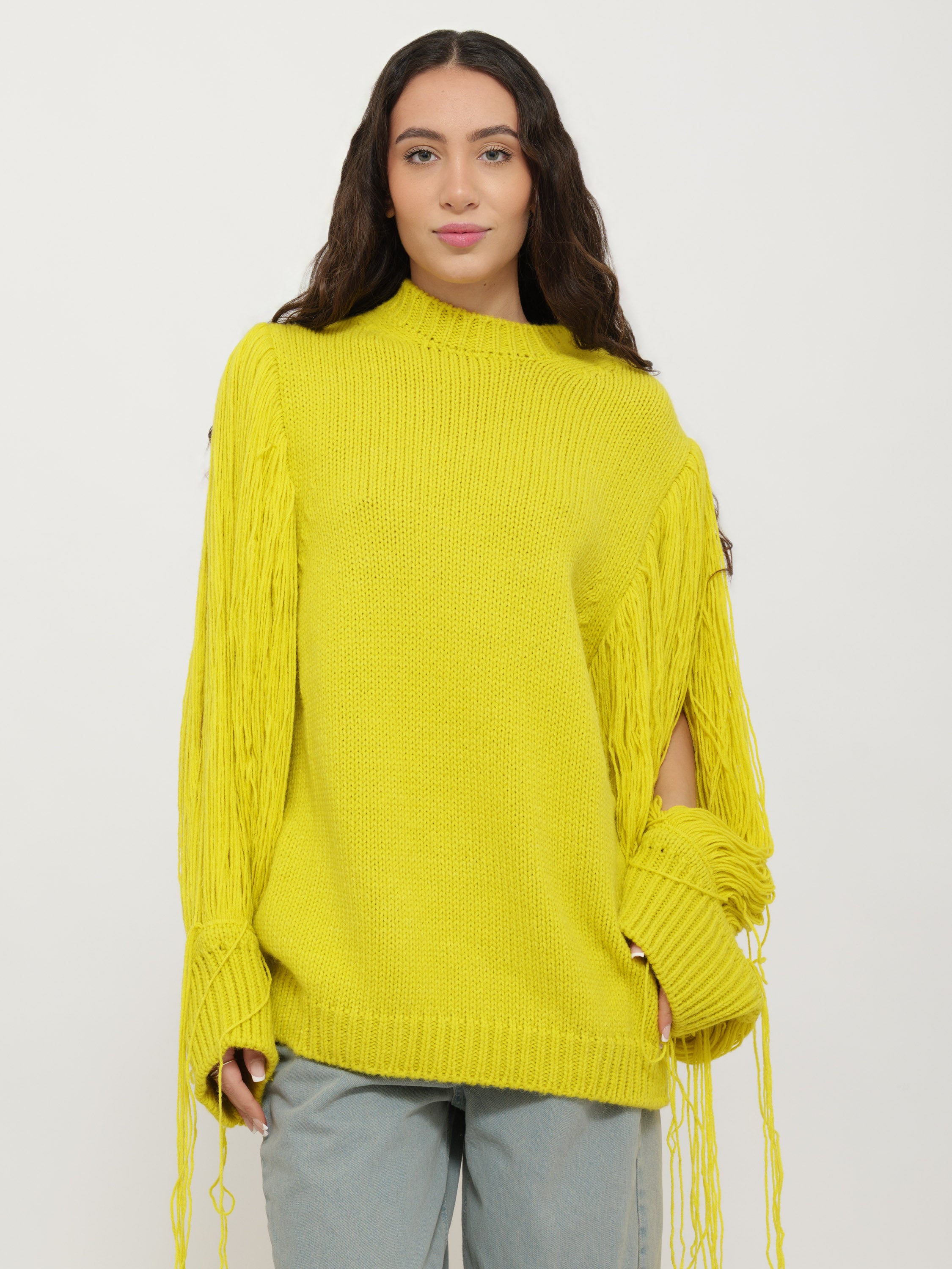 Pullover dettaglio manica giallo AM/PM