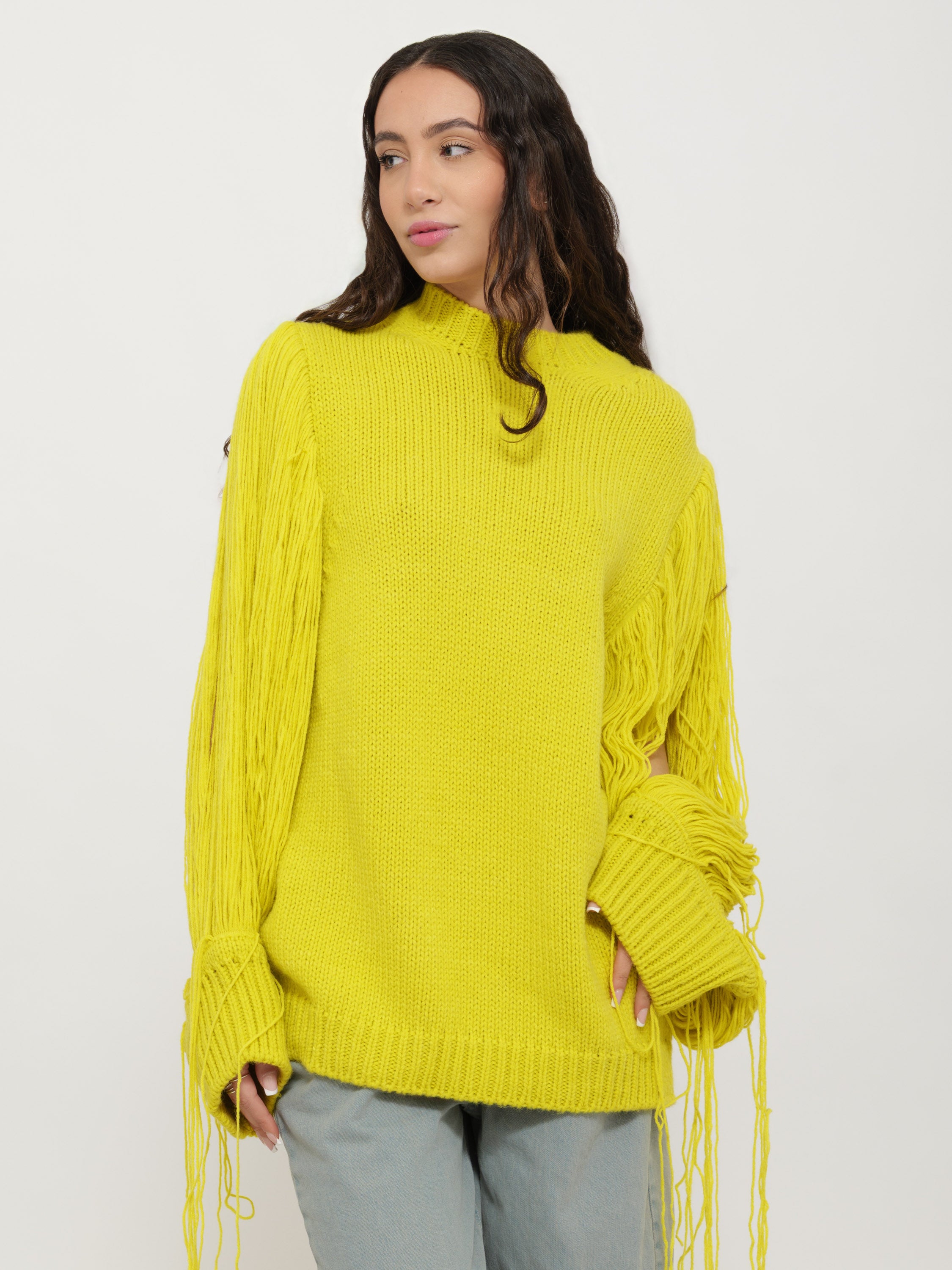 Pullover dettaglio manica giallo AM/PM