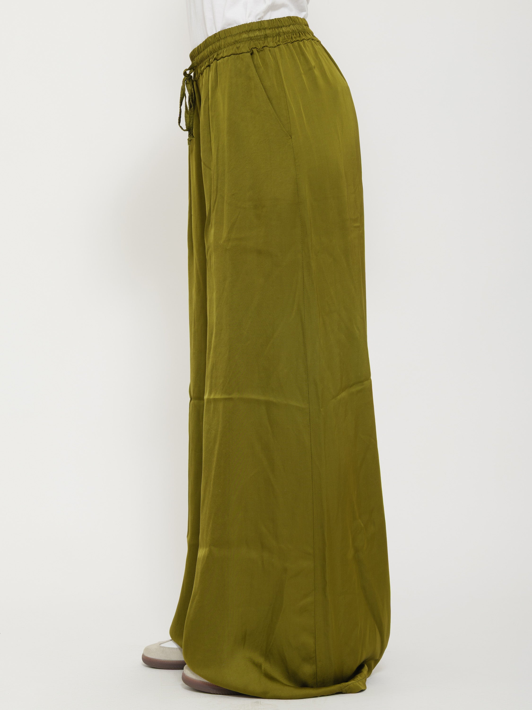 Pantalone satinato colore olio motel