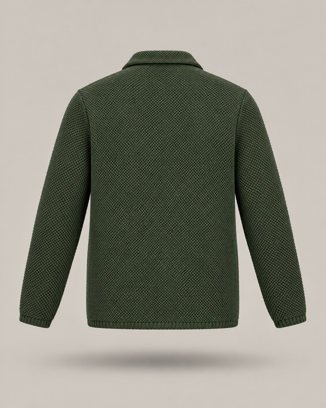 PAOLONI - Cardigan verde oliva con colletto e tasche applicate