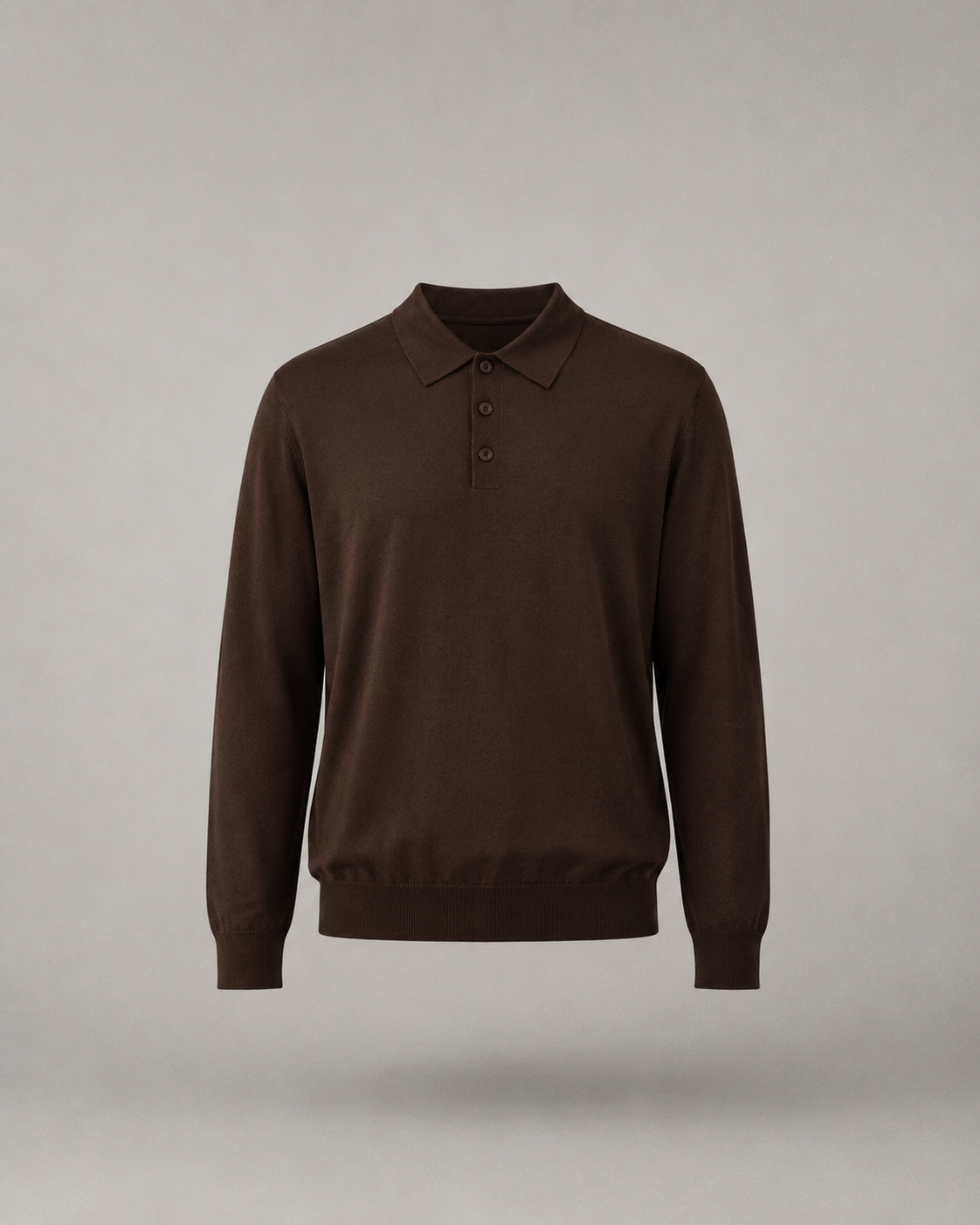 BRUNO LEONI - polo manica lunga in filo brown