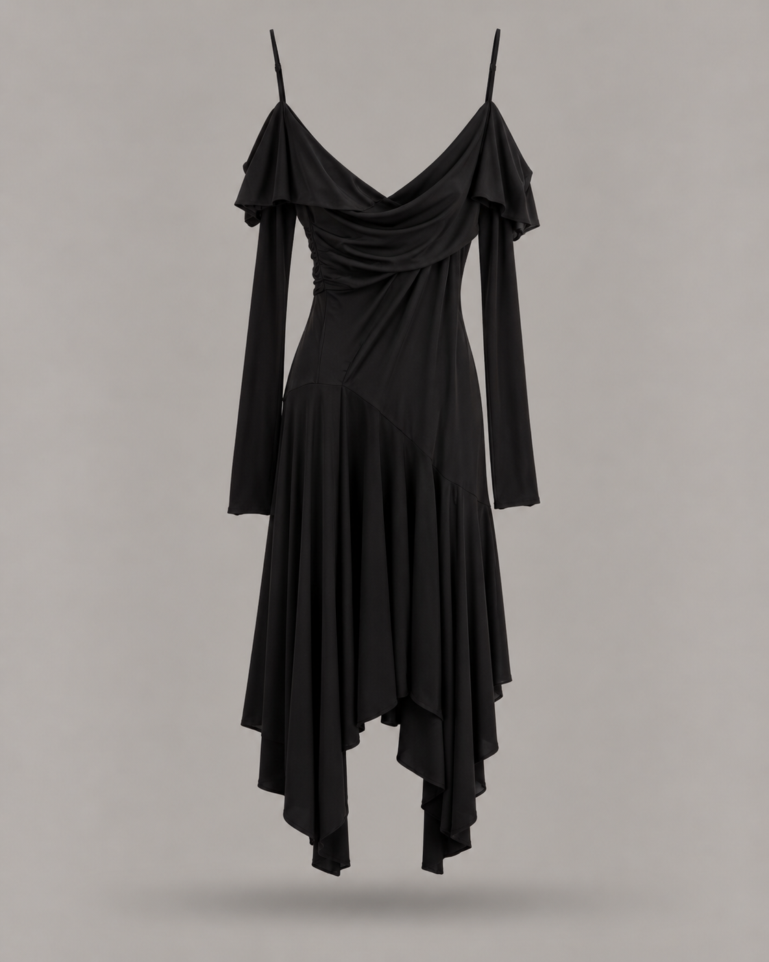 BLUMARINE - Abito midi asimmetrico con drappeggio