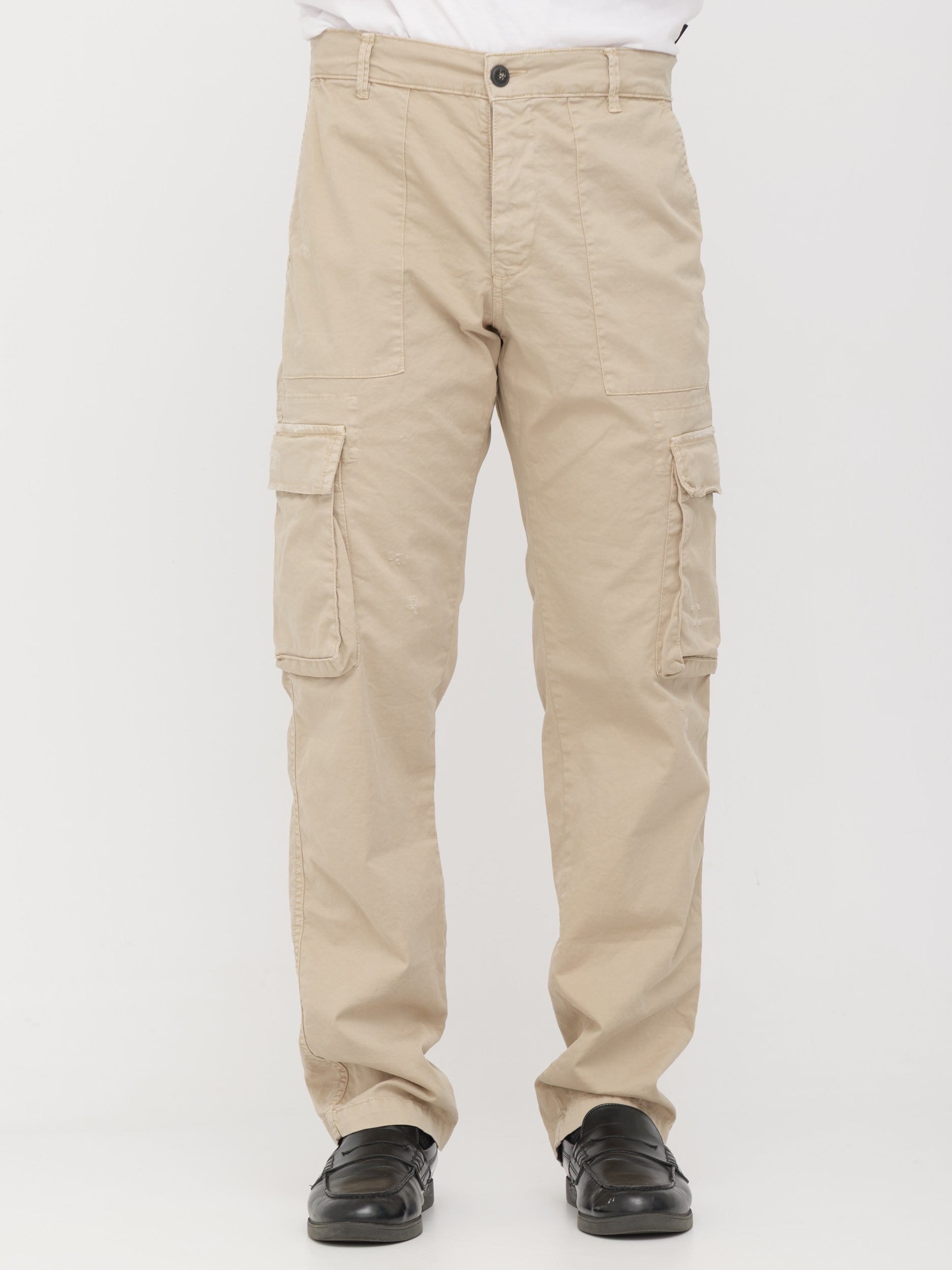 IMPERIAL - pantalone cargo white cream