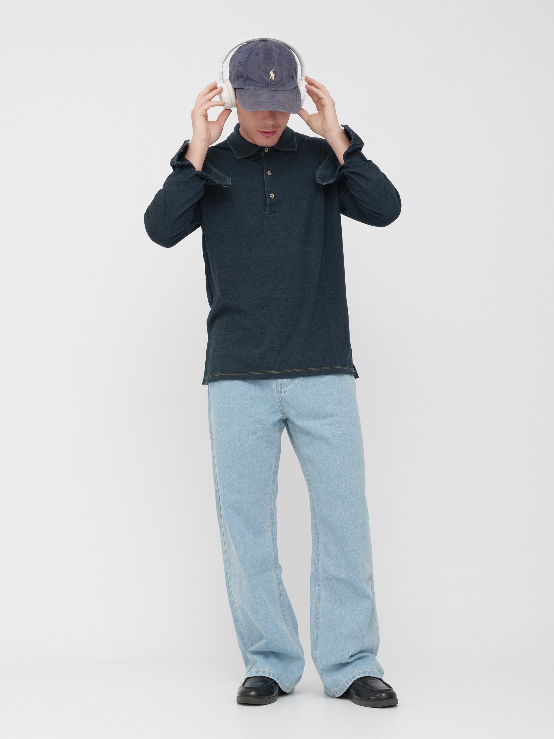 H953 - Polo longsleeve blu
