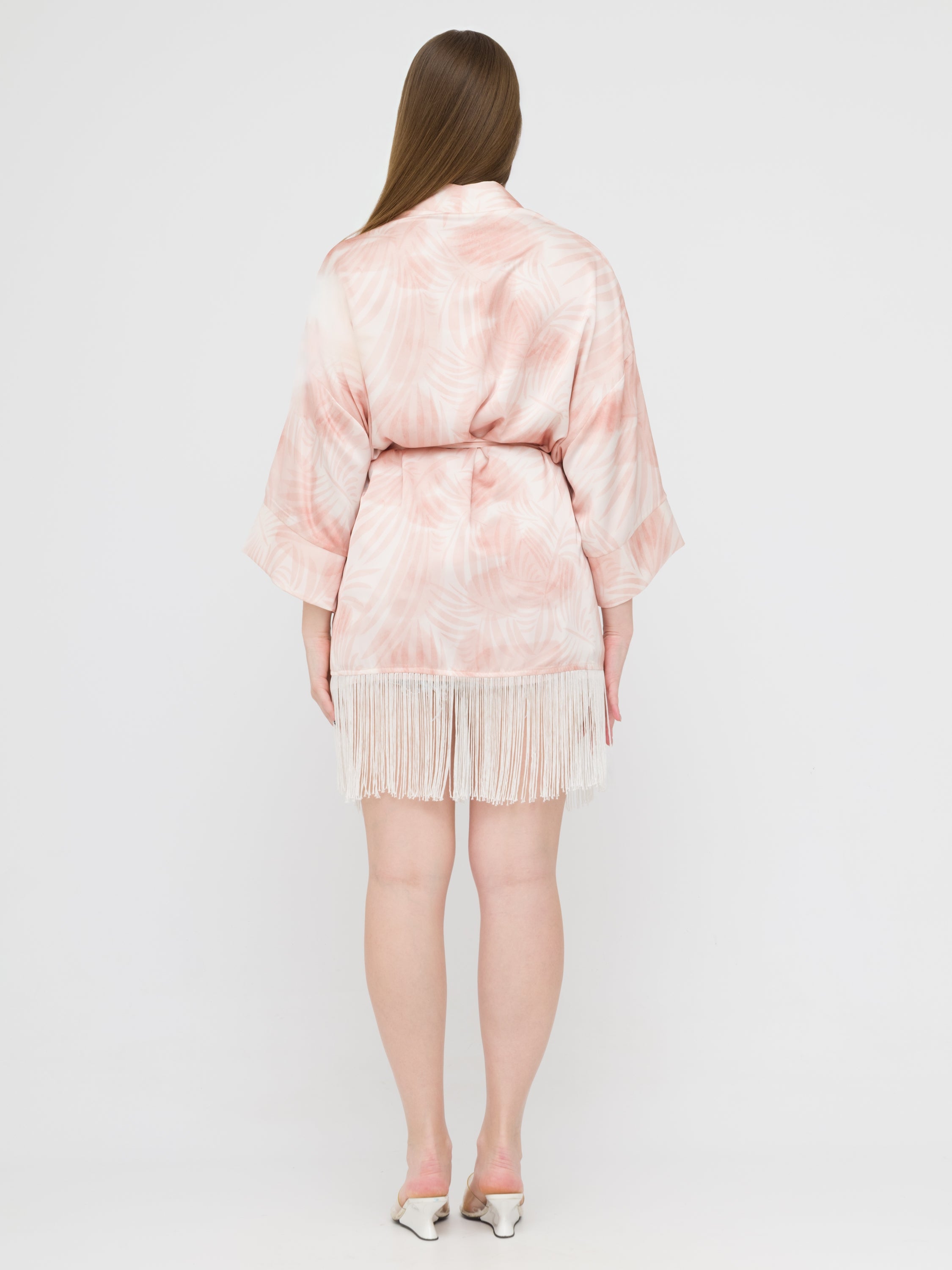 CELYE - kimono con frange pink
