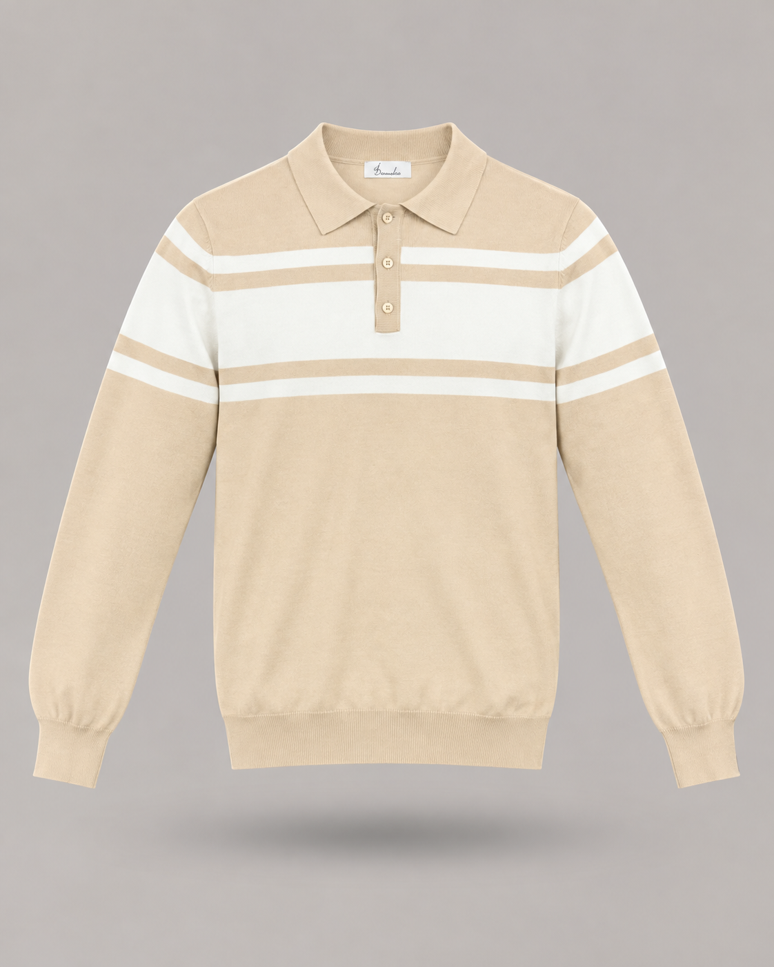 BRUNO LEONI - polo in viscosa beige a righe
