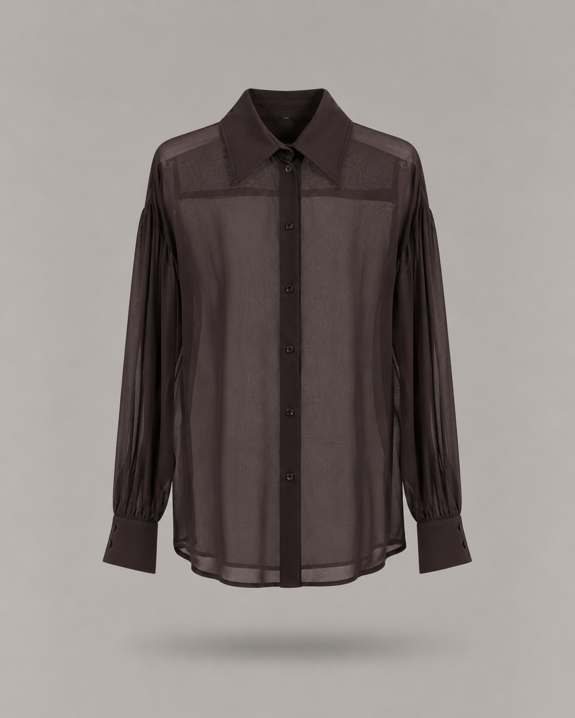 BLUMARINE - Camicia semi-trasparente con maniche arricciate