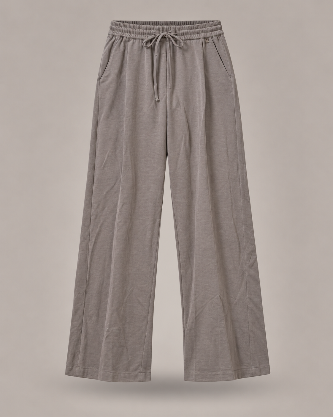 DIXIE - Pantalone Wide Leg Taupe con Coulisse