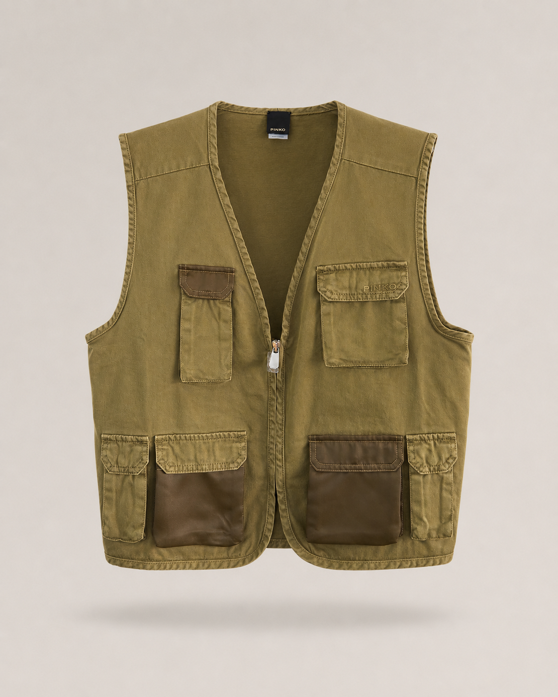 PINKO - gilet cargo verde kaki