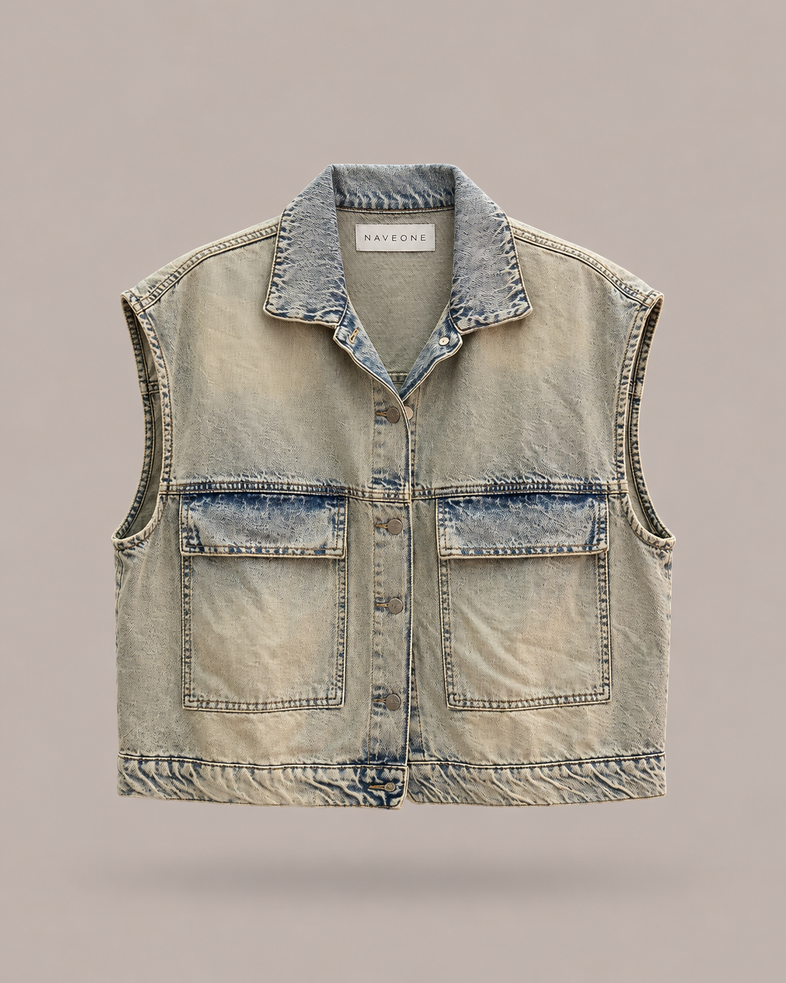 HAVEONE- gilet over in denim
