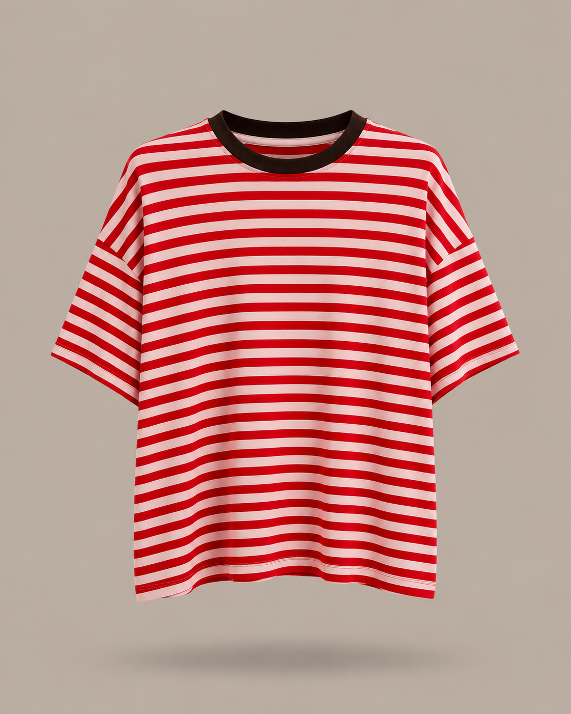 HAVEONE- t-shirt a righe rosa e rossa