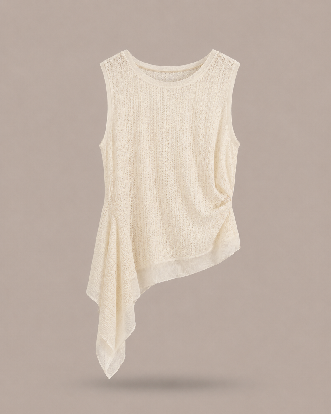 HAVEONE- top asimmetrico White cream sovrapposto