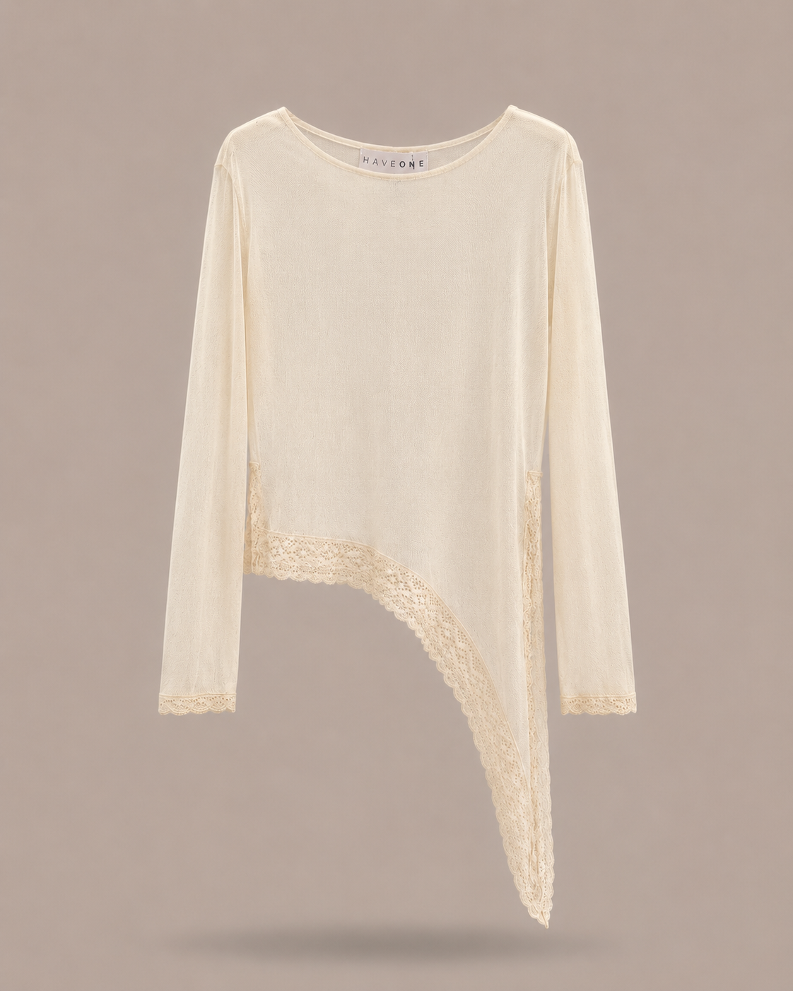 HAVEONE - top trasparente asimmetrico White cream