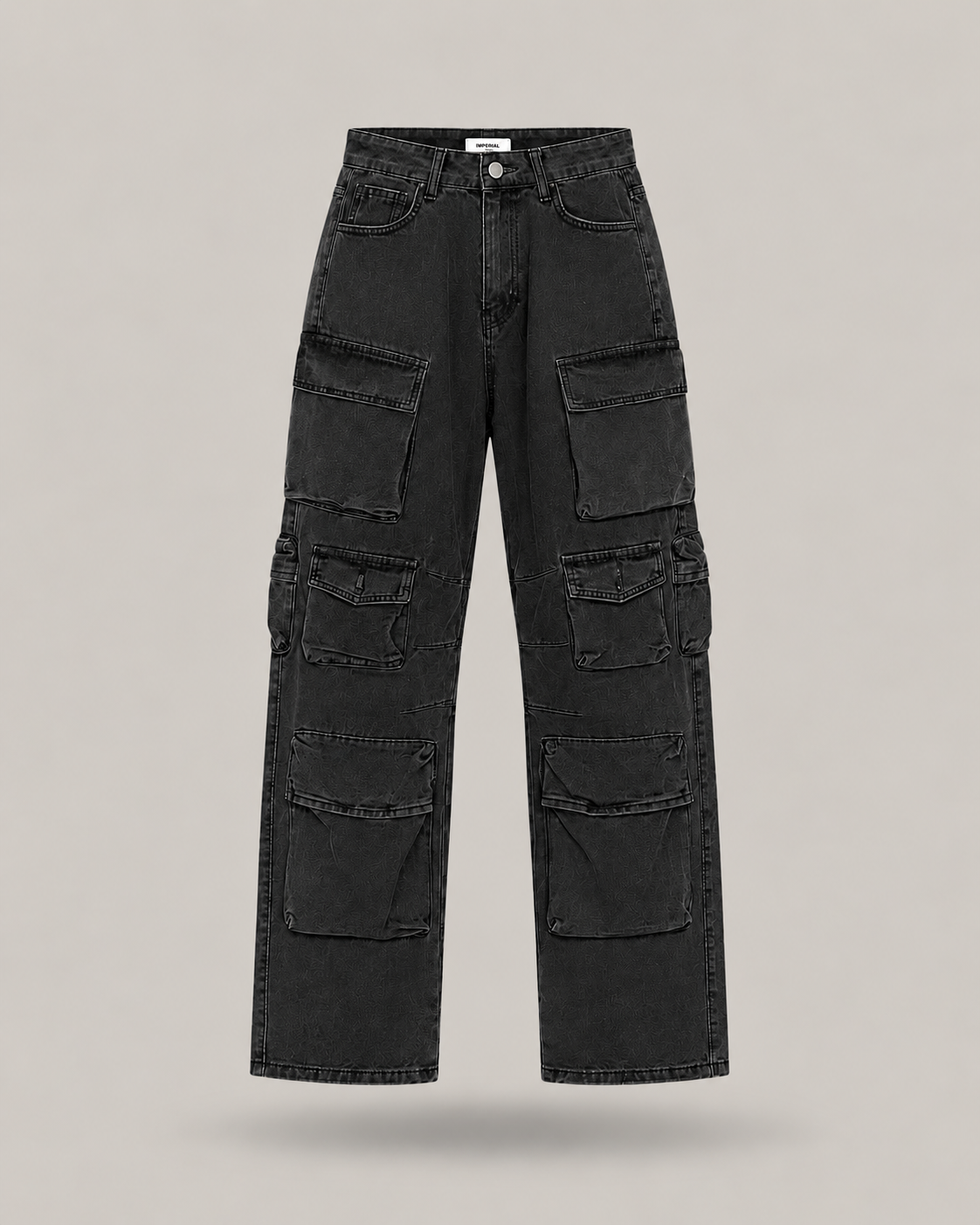 IMPERIAL - pantalone wide leg cargo nero