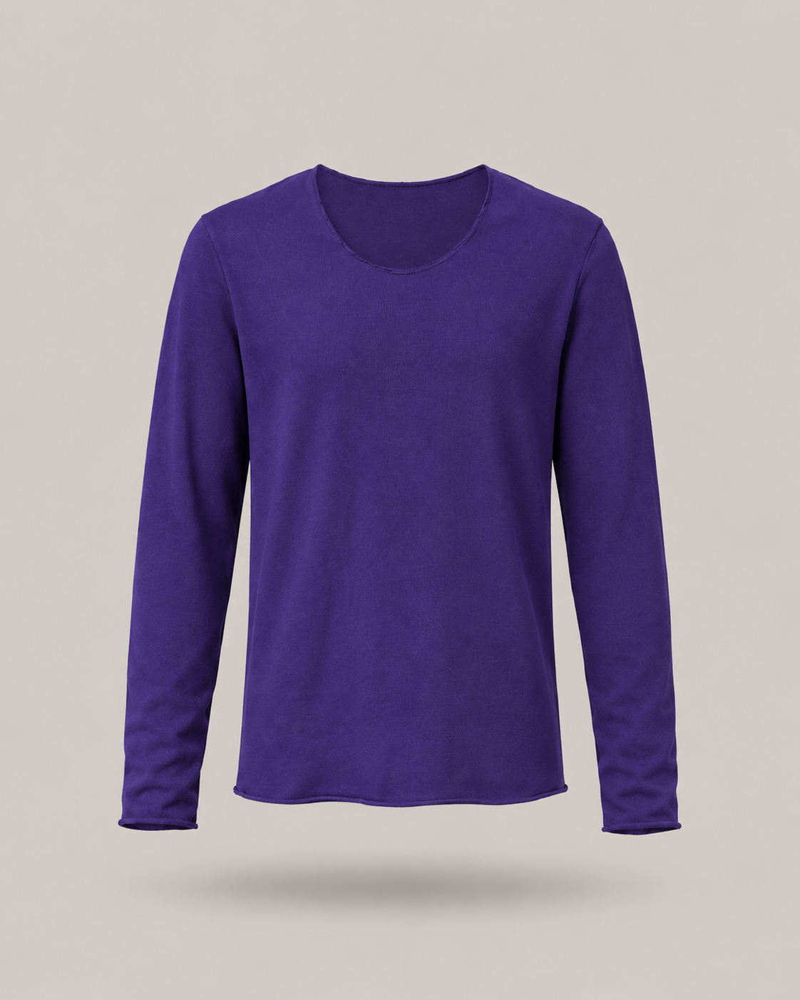 IMPERIAL - pullover a maniche lunghe viola con scollo rifinito a taglio vivo