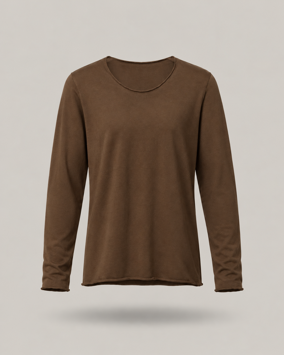 IMPERIAL - pullover a maniche lunghe marrone con scollo rifinito a taglio vivo