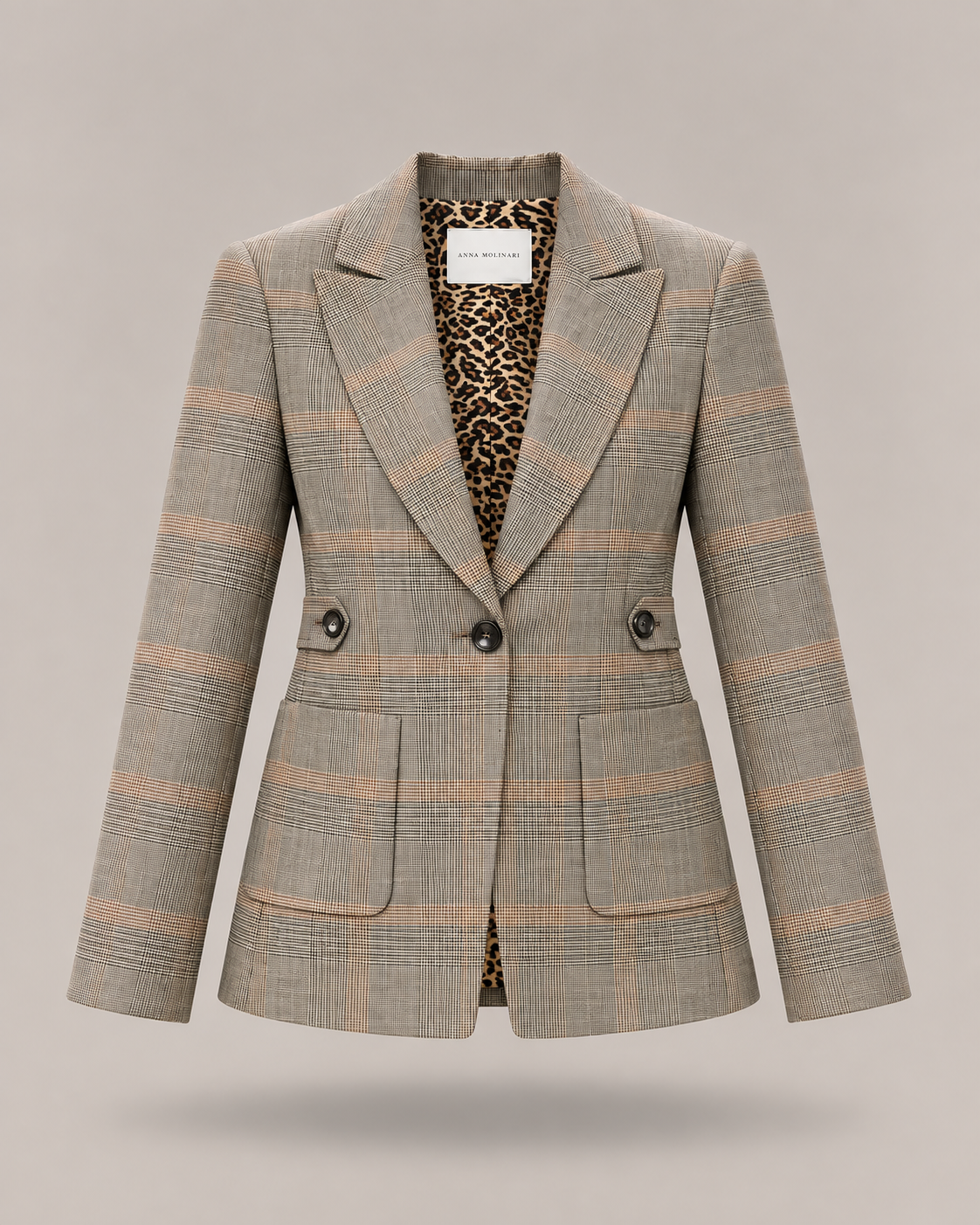 BLUMARINE - blazer sartoriale a quadri con revers a lancia