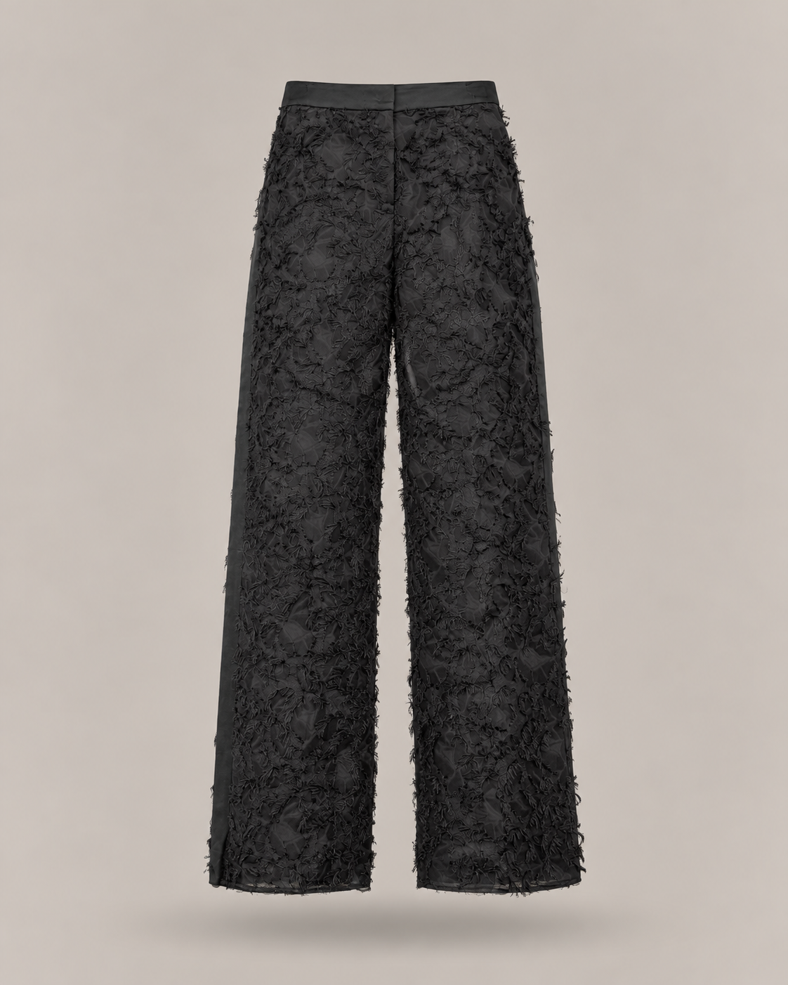 BLUMARINE - pantaloni neri wide leg con texture sfrangiata
