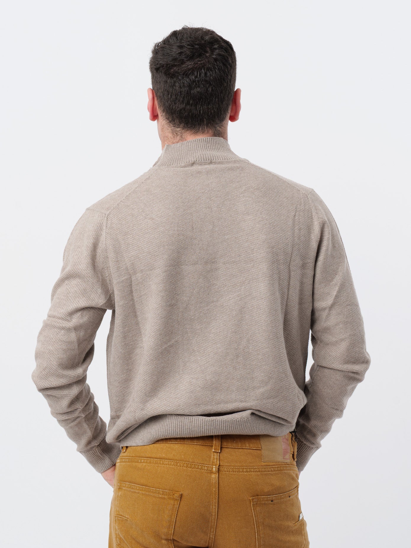 Pullover filo con mezza zip H953