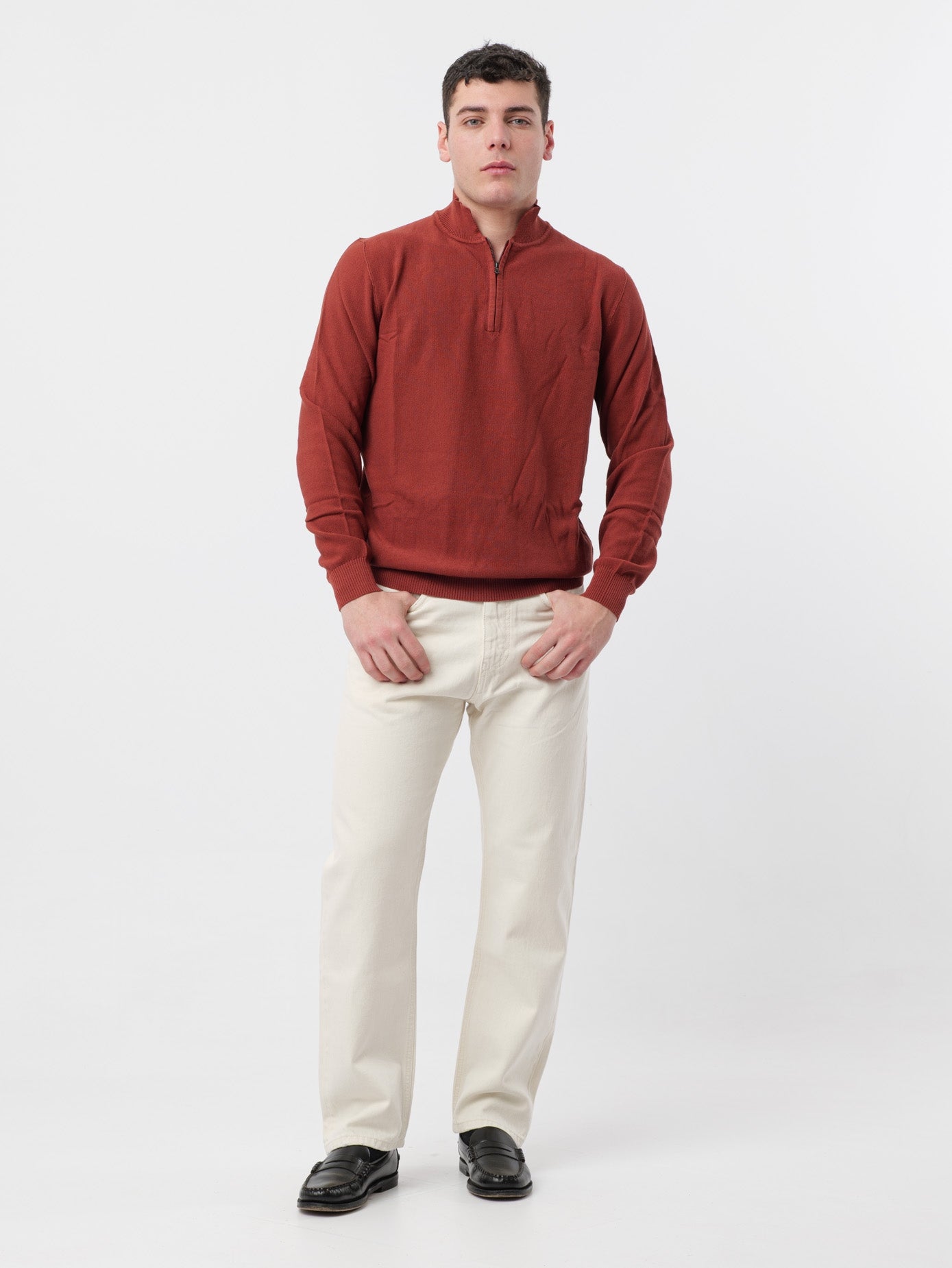 Pullover filo con zip H953