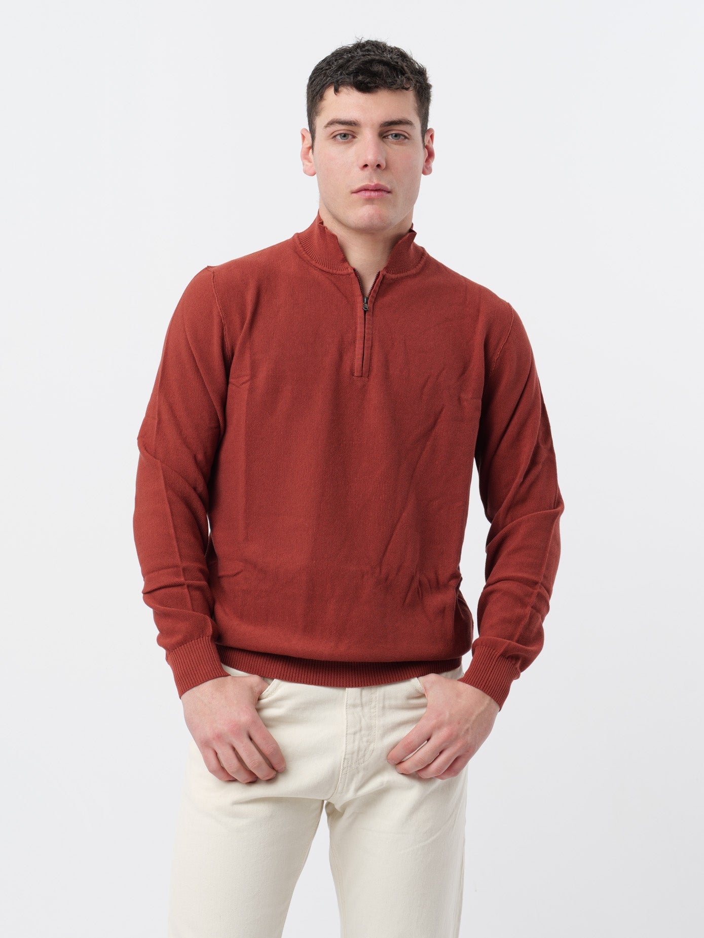 Pullover filo con zip H953